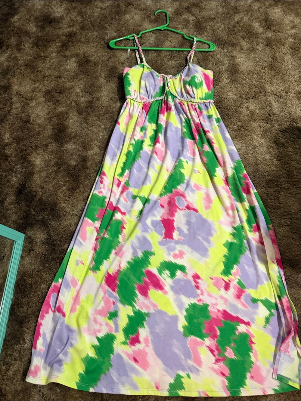 Sleeveless Multi-Color Tie-Dye Maxi Dress with Spaghetti Straps